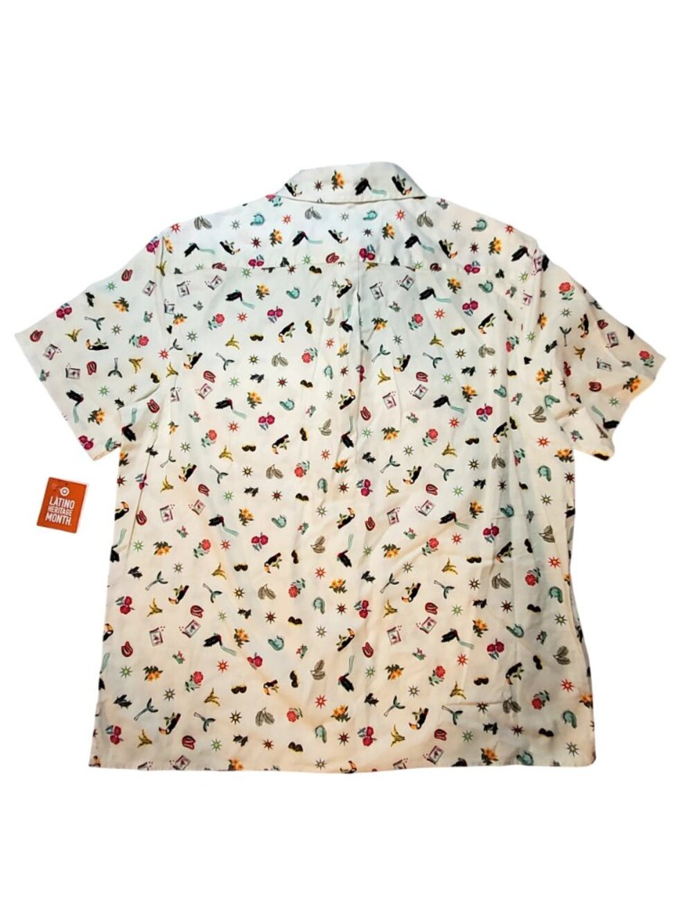 Latino Heritage Month Button-Up Shirt With Colorful Patterns Collared Neckline L - Picture 2 of 7